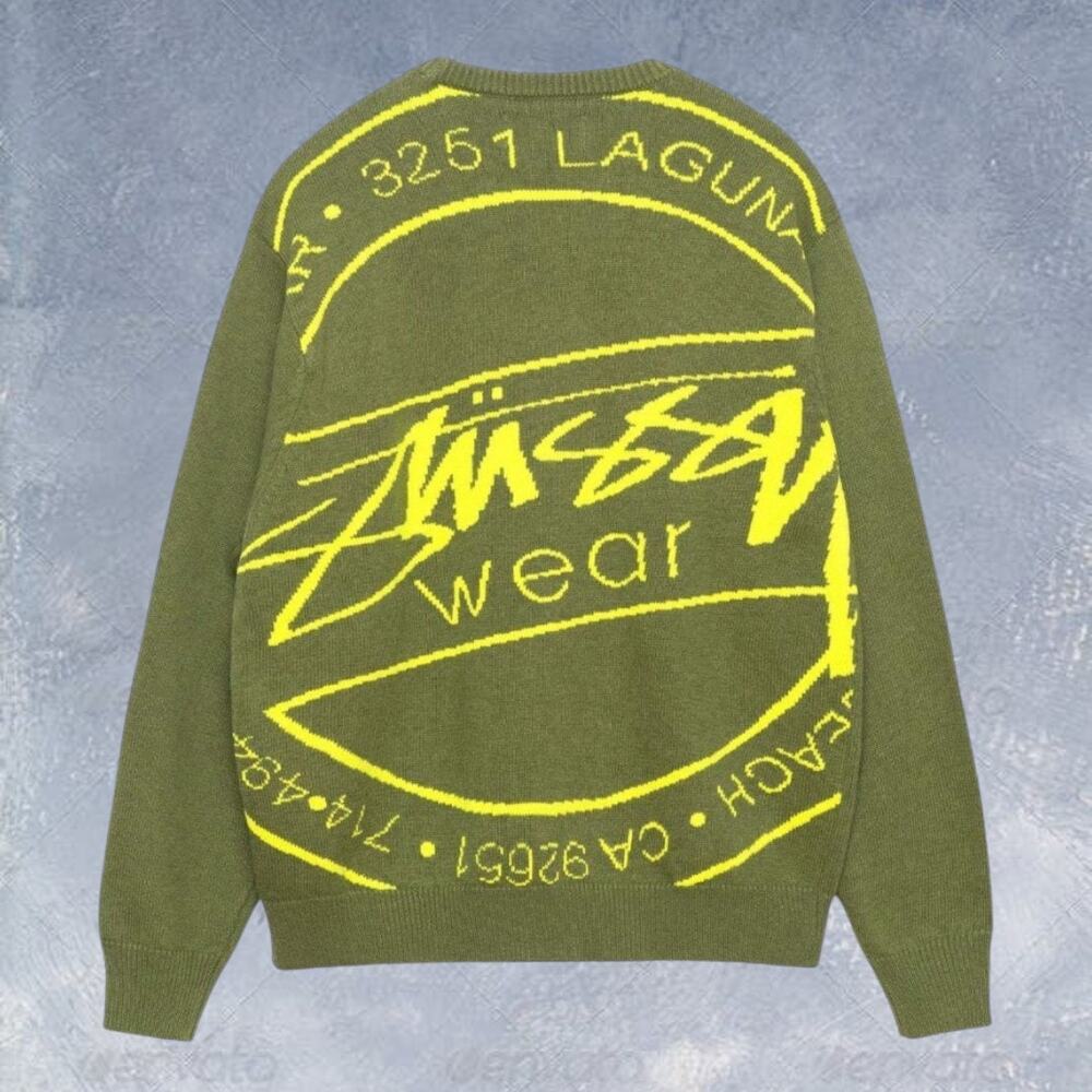 Stussy Men's Green Knit Sweater